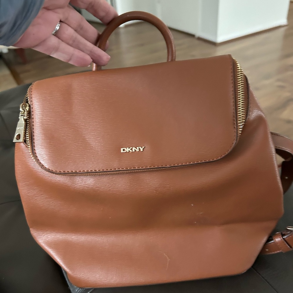 DKNY Beige Interior backpack with Gold Logo